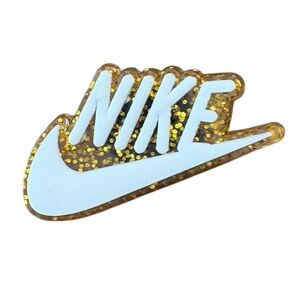 Swoosh Gold Glitter Croc Charm